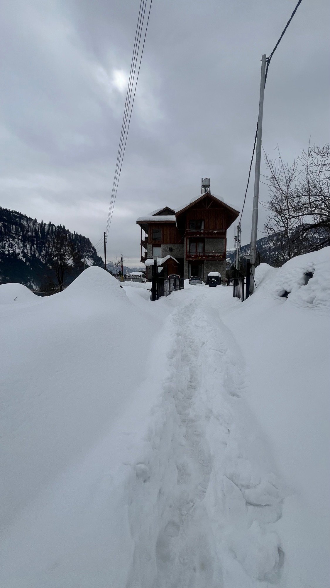 The road to the house after snowfall